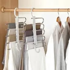 Cabide De Roupas 5 Em 1 Multifuncional Ajustável Para Calças Aço Inoxidável Guarda Roupa Organizador