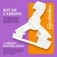 Cabide Branco Kit Com 10 Cabides Organizador Reforçado Resistente de Roupa Para Adultos