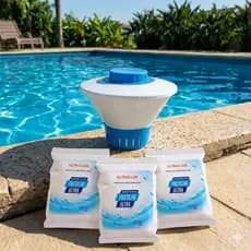 Clorador Flutuante Margarida + 3 Pastilhas De Cloro Clorofacil Manutenção e Eliminação de Bactérias na Piscina