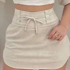 Short Saia Cintura Alta Short Saia Linho