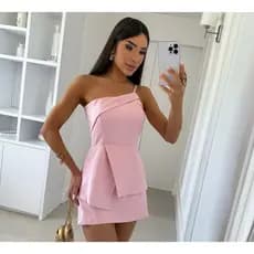 Conjunto Alfaiataria Feminino Clássico Blusa Assimétrica de Alça + Short Saia Cintura Alta
