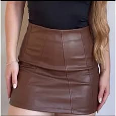 Saia Feminina De Courino Saia Cintura Alta