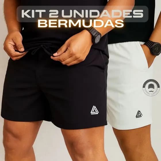 Kit 2 Bermudas Masculinas Elastano ORIGINAL  Secagem Rápida, Bolsos Laterais Conforto Casual P ao GG