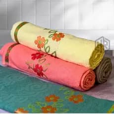 Kit 2 Toalha Banho Banhão Elegante Florata 100% Algodão 140x75cm Cores Sortidas