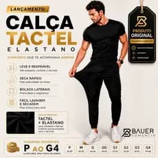 Calça Jogger P ao G4 Tactel com Elastano para Treino/Academia Esportiva Masculina Original