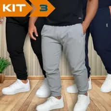 KIT 3 Calça Jogger Masculina Tactel com Elastano | P ao G4 | Conforto para Treino e Uso Diário