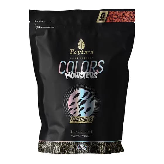 Ração Poytara Para Peixes Monsters Colors Floating G Black Line 600g