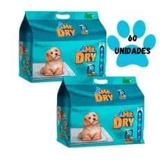 Kit 02un Tapete Higiênico Mr Dry 80x60cm 30 Unidades