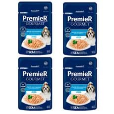Kit com 4 Ração Úmida Premier Cachorros Adultos Gourmet Peito de Frango e Arroz Integral 85 g