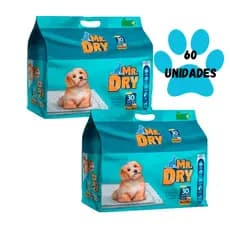 Kit 02 un. Tapete Higiênico Mr Dry - 80x60cm - 30 Unidades
