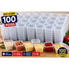 Kit 100 Pote 220ml Para Doce E Bolo Hermético Transparente Açai e pudim