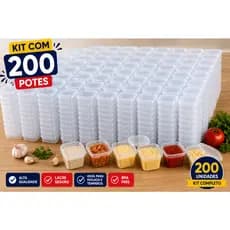 200 unidades Potes 200ml C/tampa para Tempero molhos,doces e creme