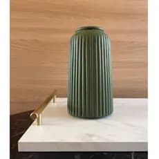 Vaso Waves Verde Oliva e Preto em Cerâmica