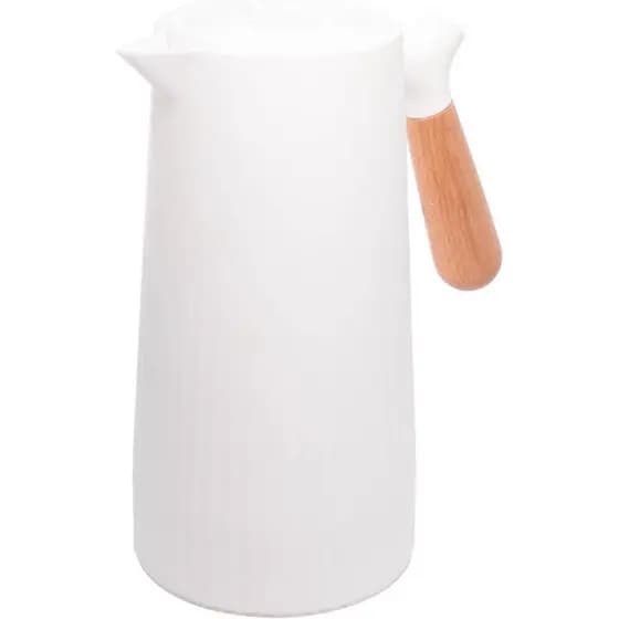 Garrafa Térmica Wolff New Nórdica Branca 1L Cabo Bambu