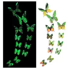 Borboletas 3D que Brilham no Escuro Verde fluorescente Decoração Adesivo de Parede Decorar Quarto