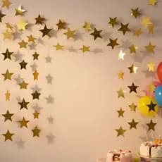 Bandeirinha Estrelinhas Decoração de Festa Aniversário Banner Painel Estrelas Dourada Prata Prateada