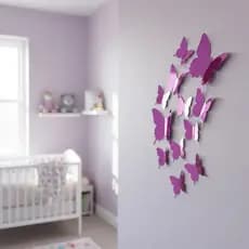Borboletas 3D Espelhadas Decoração de Casa Adesivo de Quarto Bebê Sala Estar Rosa Pink Decorar chá
