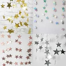 Bandeirinha de Estrelinhas Decoração Festa Aniversário Estrelas Enfeite Decorar Enfeitar Dourada DIY
