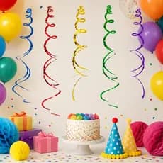 Espirais Metalizados Pendentes Decoração Festa de Aniversário Casamento Bodas Carnaval Chá de Bebê