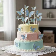 Kit Borboletas 3D Decoração de Confeitaria Topo Bolo Festa Aniversário Chá Bebê cupcake Azul Decorar