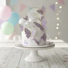 Kit Borboletas 3D Decoração de Confeitaria Topo Bolo Topper Festa Aniversário Menina Princesa Lilás