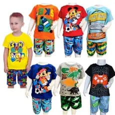 Kit12 peças Conjunto Roupa Infantil Menino 12 pecas 6 conjuntos de 6 mês a 7 ano  Roupa Menino Infantil Short e Blusas