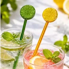 Mexedor Drink Misturador Vidro Colorido Design Bar Coquetel Decorativo