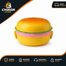 Marmitinha Criativa Formato de Hamburguer com Compartimento e Talheres Lancheira Espaçosa