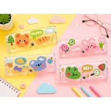 Estojo de Óculos Transparente Infantil Kawaii Case Porta Óculos PVC Resistente Escolar Fofo