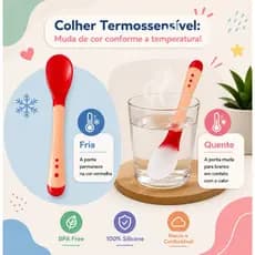 Kit 2 Colheres Termossensível Infantil que Muda de Cor | Silicone BPA Free Segurança Bebê