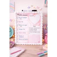 Planner  Dupla Face Semanal Diário Lousa e Quadro Branco para anotações com Caneta apagador