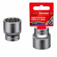 Soquete Estriado Curto 30mm 1/2 Aco Corneta Profissional