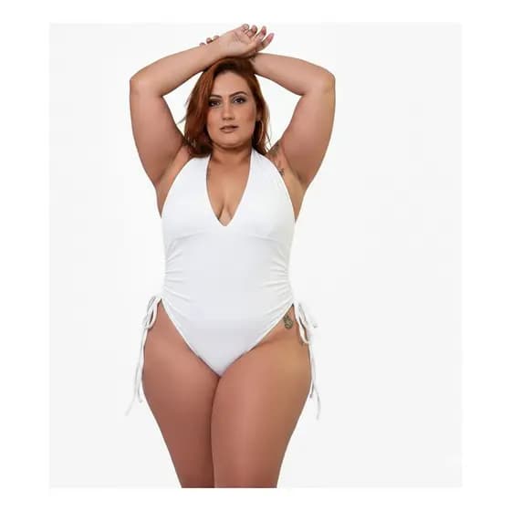 Maiô Plus Size Reforçado Forrado Canelado Praia Ajustável