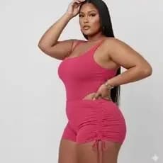 Maiô Body Cavado Com Shortinho Plus Size Feminino Praia