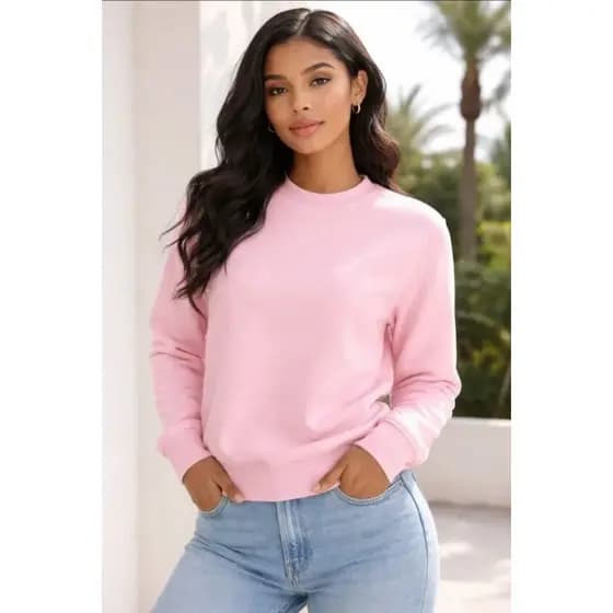 Moletom Unissex Gola Redonda Lisa sem Estampa Flanelado Outono Inverno Plus Size Blusão de Frio sem Capuz sem Bolso