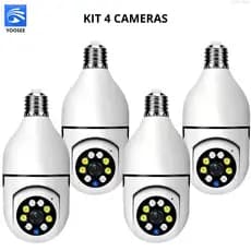 KIT Câmeras de Segurança YOOSEE WiFi Giratória com Visão Noturna FullHD 360° Encaixe Lampada- BIVOLT
