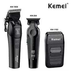 KIT Profissional KEMEI Máquina de Cortar km-1858 +Acabamento km-264 +Shaver km-1102 - Bivolt