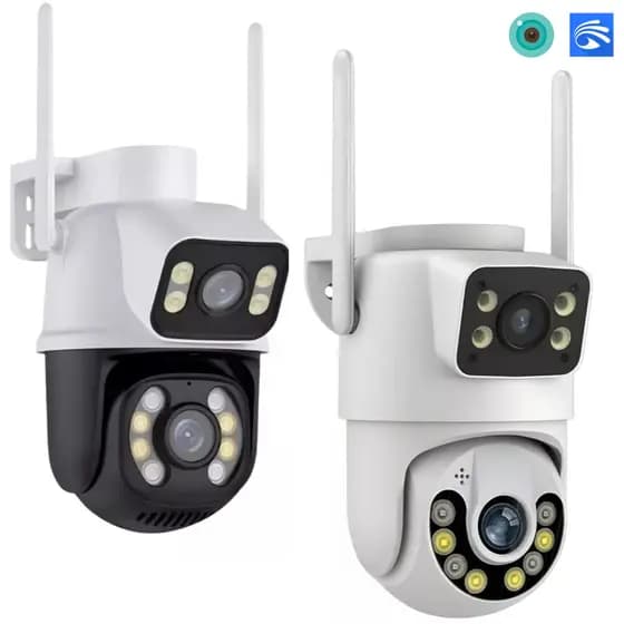 Câmera de Segurança WiFi com Visão 360° IP66 para Proteção Total Lente Dupla A prova De agua