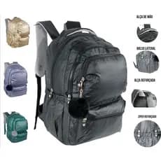 Mochila Feminina Metalizada Grande Reforçada Notebook Brinde Chaveiro Pompom Escolar Faculdade