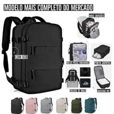 Mochila mala bordo bagagem compressão expansível grande viagem avião