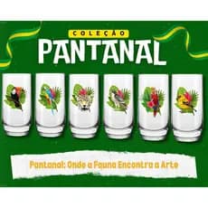 6 Copos Personalizados Pantanal Tropical Long Drink 300ml Vidro Resistente Mesa Posta Criativa
