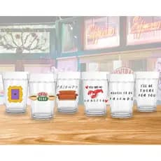 Conjunto 3 Copos de Vidro 190ml Coleção Friends Seriado Item Personalizado Em Verniz Arte Fixa