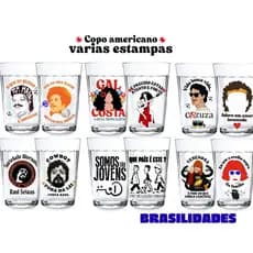 2 Copos Americano Estampa Música Brasileira Decorativo MPB Rock Nacional Bandas Presente Não Desbota