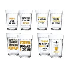 Kit 2 Copos Americanos Personalizados Frases Criativas Cervejas 190ml Alta Resistência Qualidade Presente Divertido