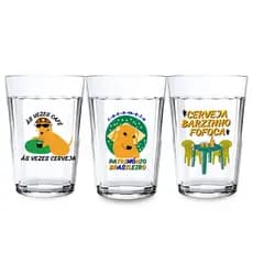 3 Copos Americanos Vidro 190ml Cachorro Caramelo Boteco Brasil Meme Diferente Presente Engraçado