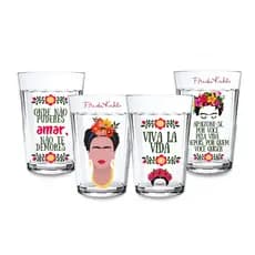Jogo 4 Copos Americanos Personalizado Frases Frida Kahlo Mexicana Arte Colecionável Feminismo