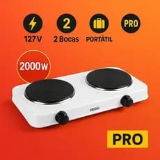 Fogareiro Elétrico Portátil 2 Bocas Camping Casa Passeio Viagem Sítio Básico Moderno Eficiente 127V
