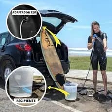 Chuveiro Portátil Camping 12V Acendedor Carro Viagem Motorhome Praia Pesca Emergência Laranja