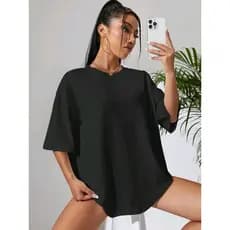 Camiseta Oversized Feminina 100% Algodão Premium Encolha Zero T-Shirt Larga Básica Streetwear P ao GG