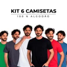 Kit 6 Camisetas Básicas Masculina 100% Algodão Premium Costura Reforcada Ombro a Ombro Moderna Casual